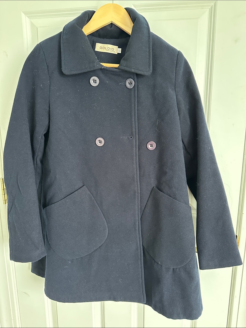 Goldio Navy Double-Breasted Pea Coat